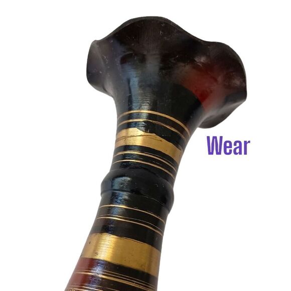 Brass Etched Gold Vase Brown Red Fluted Goth Witchy Kapasi Vintage Christmas - Picture 4 of 16